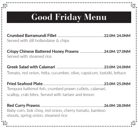 Social Dining & Bar Good Friday Menu