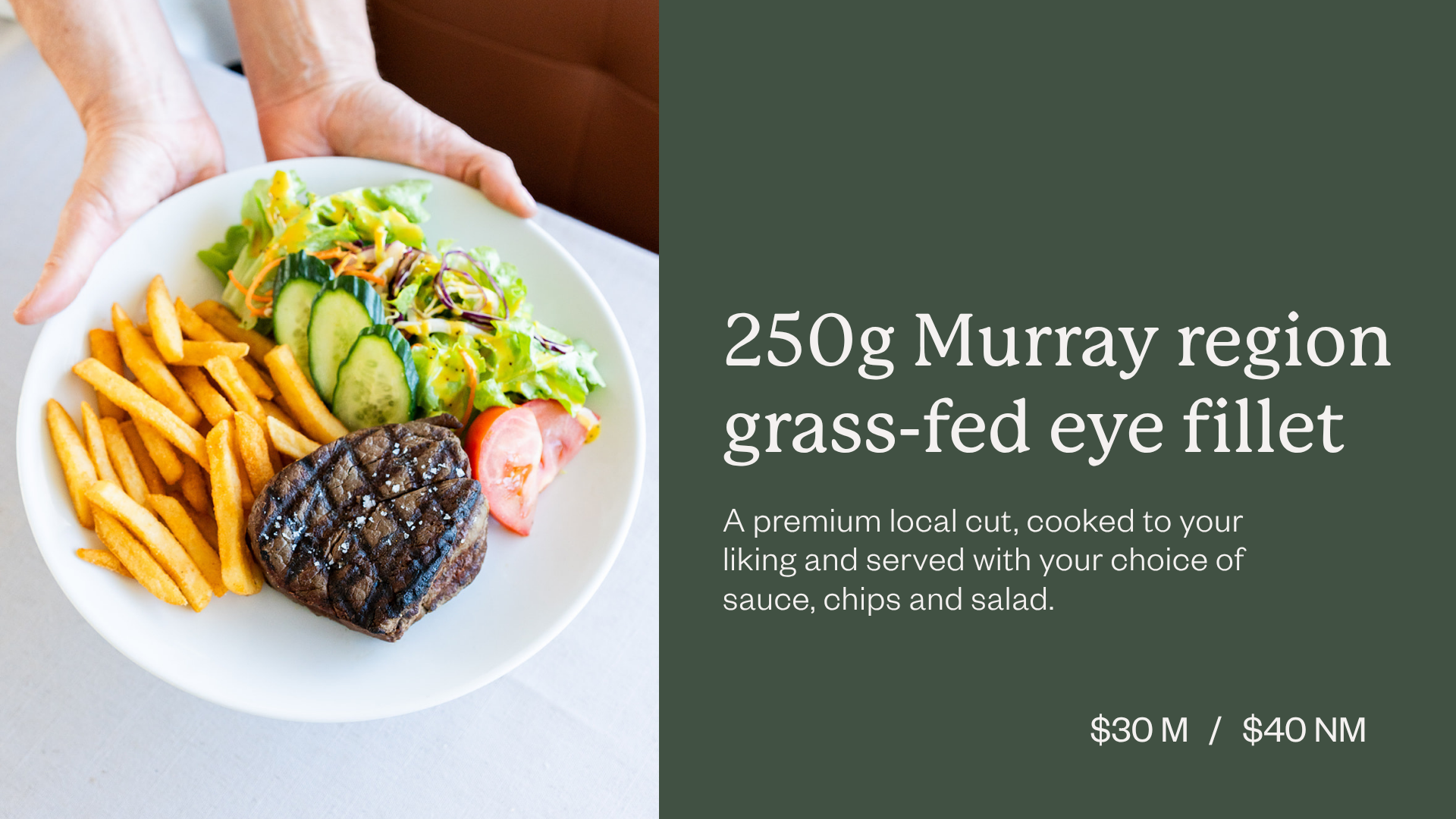 Eye Fillet 250gm Murray Region Grass Fed special @ SS&A!
