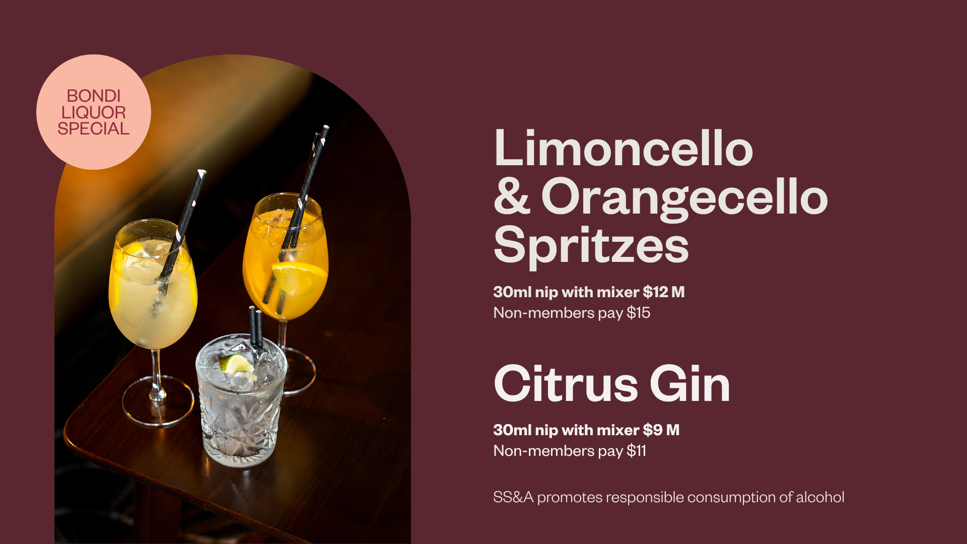 Bondi Liquor specials at SS&A.